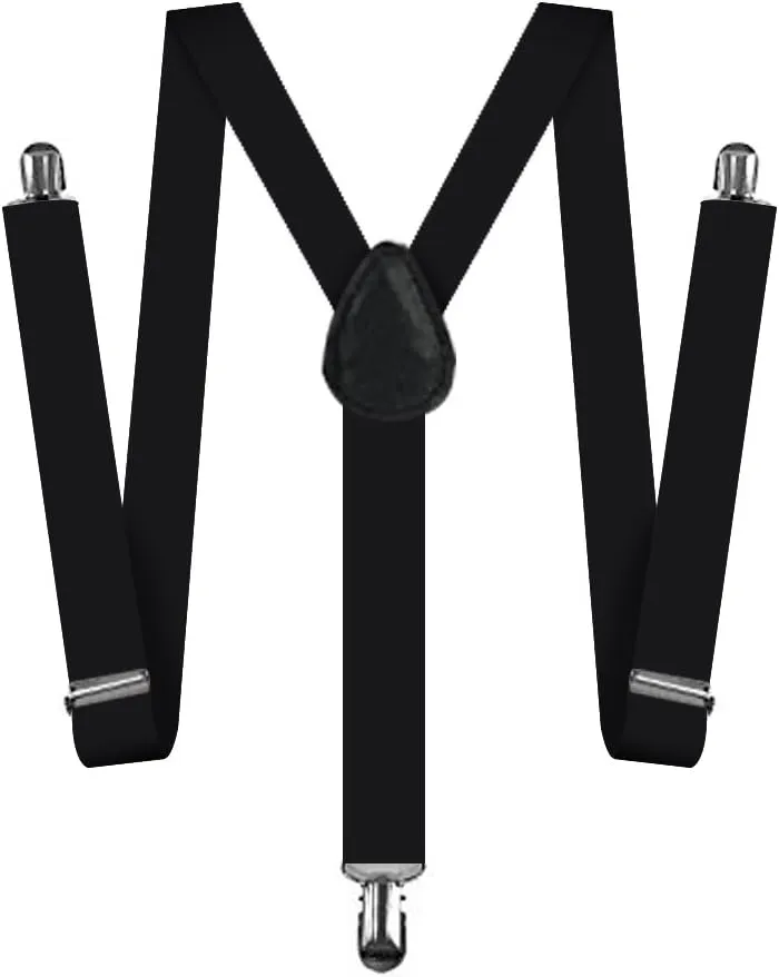 Suspenders For Men,Women Adjustable Suspends Bow Tie Set Solid Color Y Shape with Strong Clips Adjustable Braces