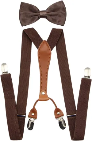 Suspenders For Men,Women Adjustable Suspends Bow Tie Set Solid Color Y Shape with Strong Clips Adjustable Braces