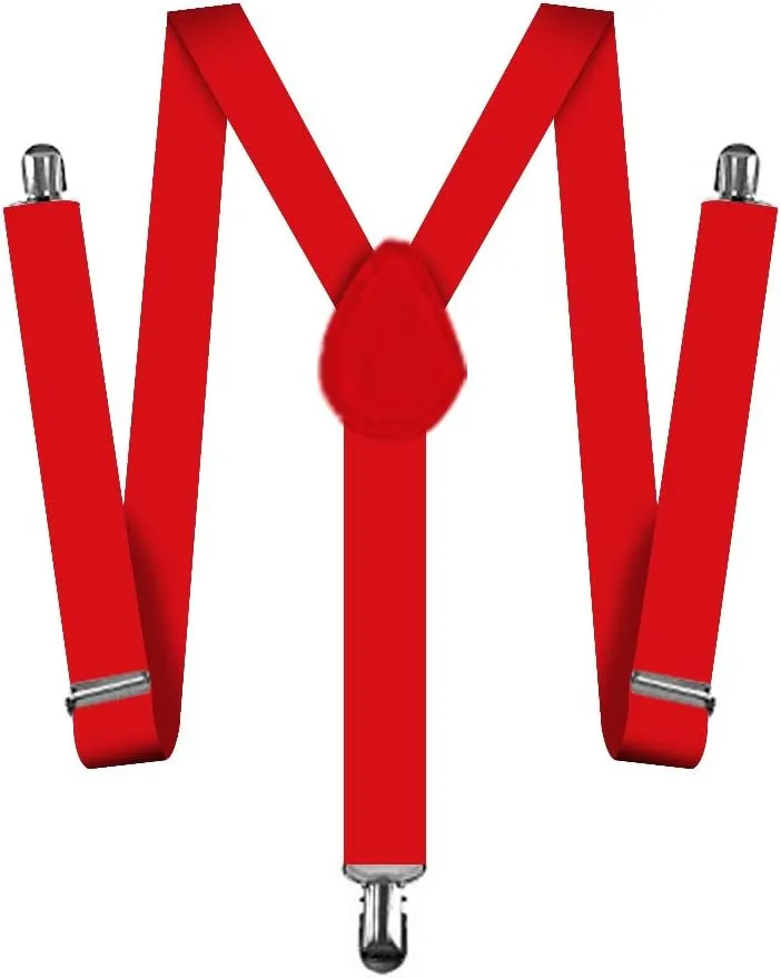Suspenders For Men,Women Adjustable Suspends Bow Tie Set Solid Color Y Shape with Strong Clips Adjustable Braces