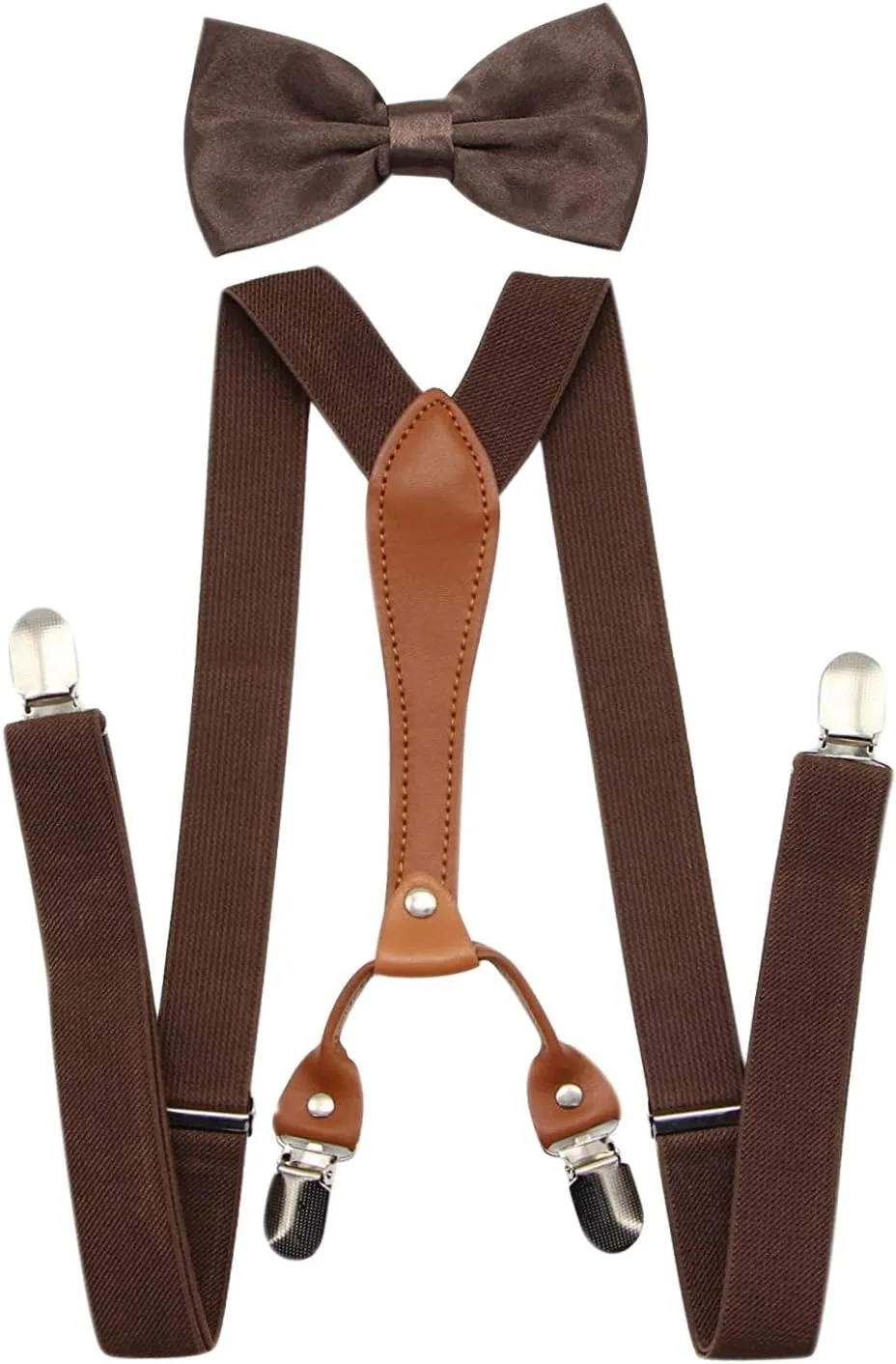 Suspenders For Men,Women Adjustable Suspends Bow Tie Set Solid Color Y Shape with Strong Clips Adjustable Braces