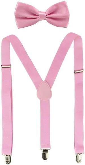 Suspenders For Men,Women Adjustable Suspends Bow Tie Set Solid Color Y Shape with Strong Clips Adjustable Braces