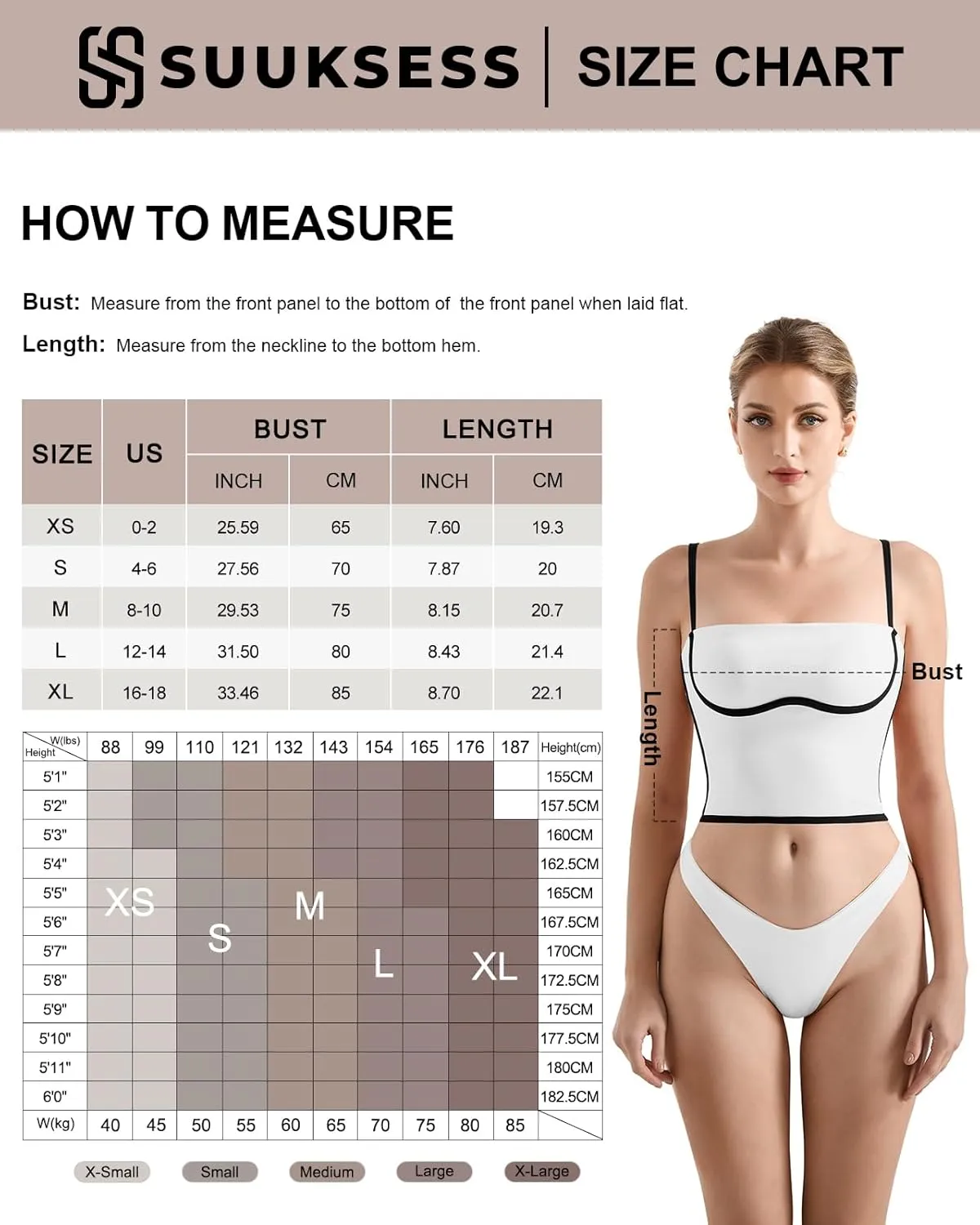SUUKSESS Women Square Neck Longline Sports Bra Padded Basic Workout Cami Tank Top