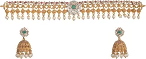 TARINIKA Antique Gold Plated Neera Choker Set with Floral Design - Indian Jewelry Sets for Women | Perfect for Casual Occasions | Traditional Indian Choker Jewelry set | 1 Year Warranty*