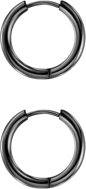 TDEBA 316L Surgical Stainless Steel Huggie Hoop Earrings with Cubic Zirconia, 10G 12G 14G 8-20mm Cartilage Lobe Earrings, 14G Piercing Jewelry