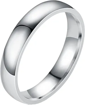 Teen Girls Fashion 4mm Arc Stainless Steel Smooth Face Ring Titanium Steel Couple Ring (G, One Size)