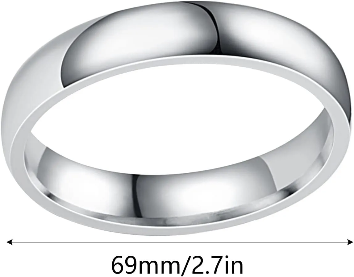 Teen Girls Fashion 4mm Arc Stainless Steel Smooth Face Ring Titanium Steel Couple Ring (G, One Size)