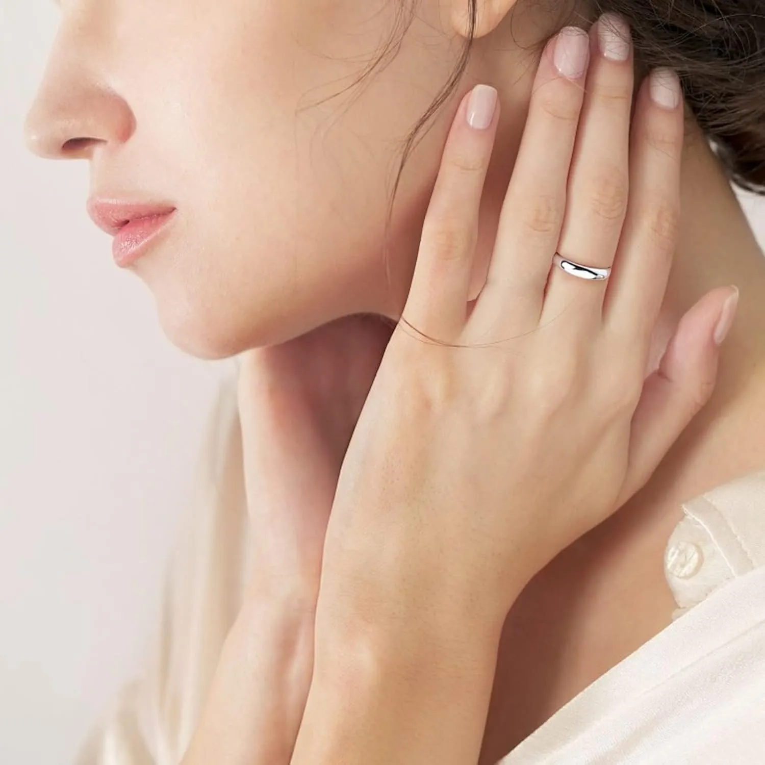 Teen Girls Fashion 4mm Arc Stainless Steel Smooth Face Ring Titanium Steel Couple Ring (G, One Size)