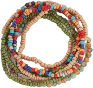 tenghong2021 Bohemian Stackable Bead Bracelets Boho Colorful Handmade Rice Beads Stretch Bracelets for Women Multicolor Seed Layered Stretch Bracelets for Women Party Gift Beach Trendy Jewelry