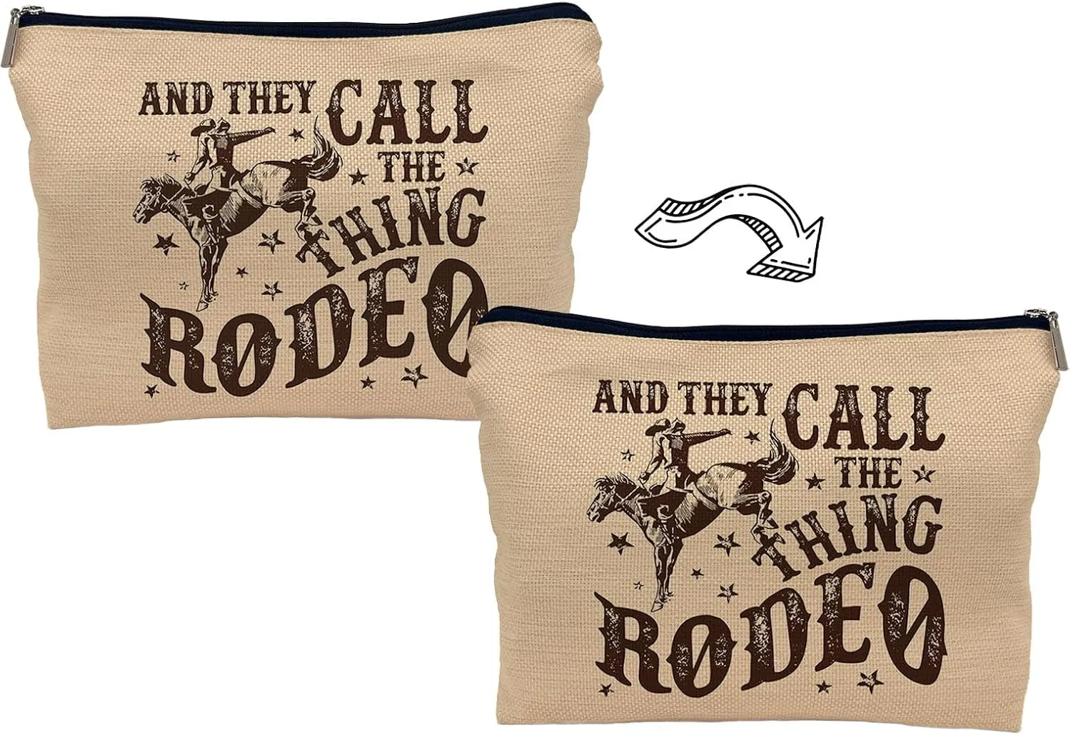 They Call The Thing Rodeo Makeup Bag Western Women Cowgirls Cosmetic Bag, Rodeo Bull Makeup Bag Girls Zipper Travel Toiletry,Birthday Gifts for Daughter Sister Bestie Friend