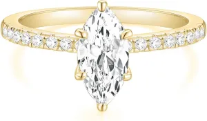 TIGRADE 2CT Engagement Ring for Women Marquise Cut Cubic Zirconia Wedding Band CZ Promise Anniversary Ring Size 3-12