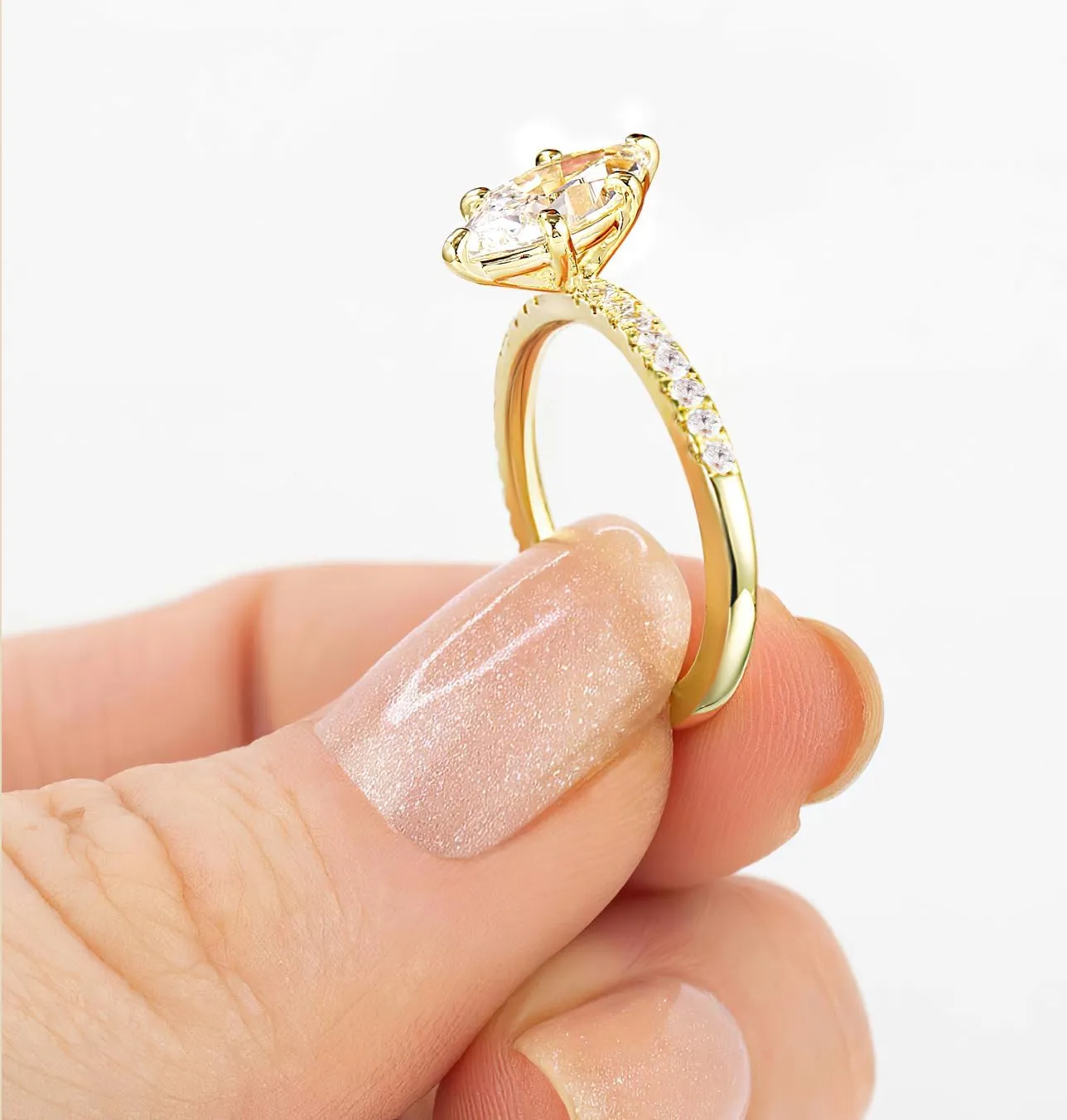 TIGRADE 2CT Engagement Ring for Women Marquise Cut Cubic Zirconia Wedding Band CZ Promise Anniversary Ring Size 3-12