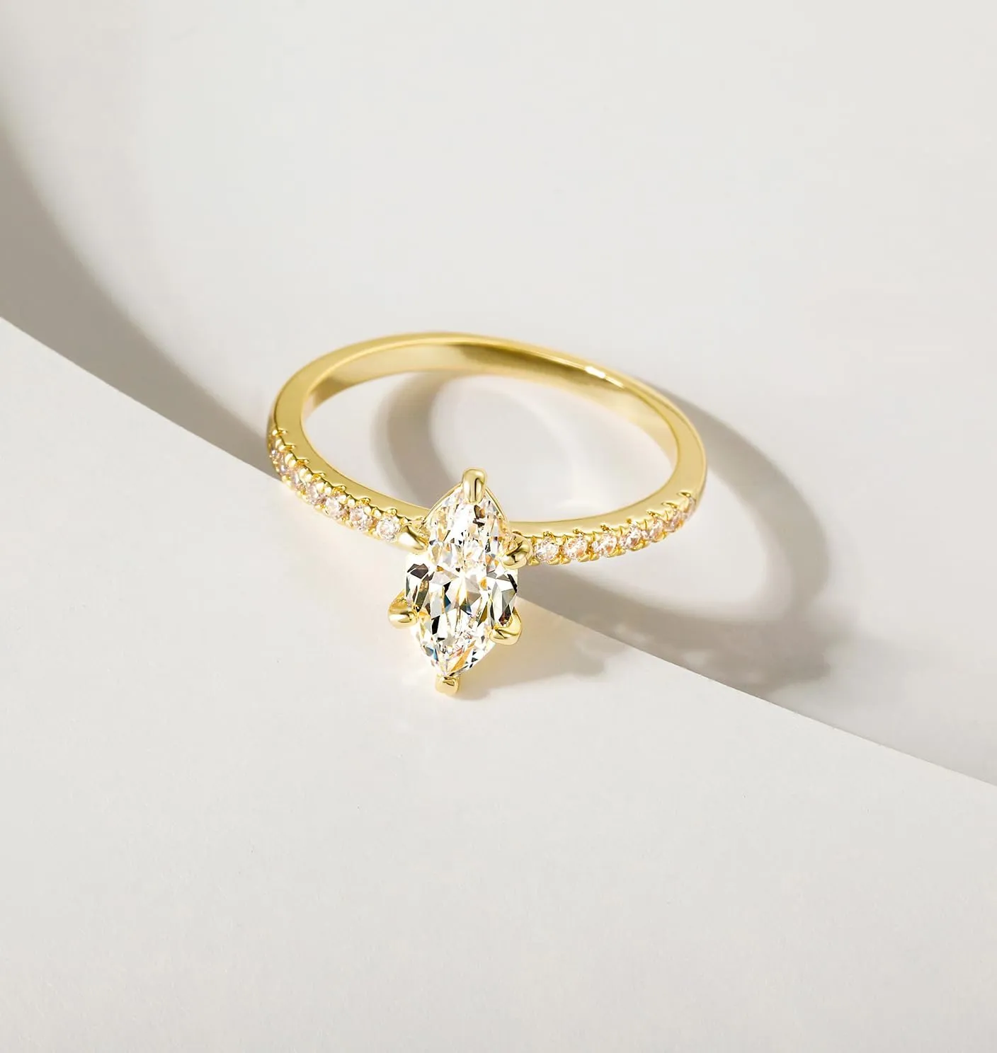 TIGRADE 2CT Engagement Ring for Women Marquise Cut Cubic Zirconia Wedding Band CZ Promise Anniversary Ring Size 3-12