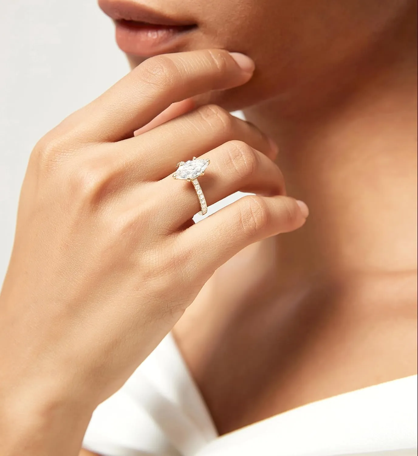 TIGRADE 2CT Engagement Ring for Women Marquise Cut Cubic Zirconia Wedding Band CZ Promise Anniversary Ring Size 3-12