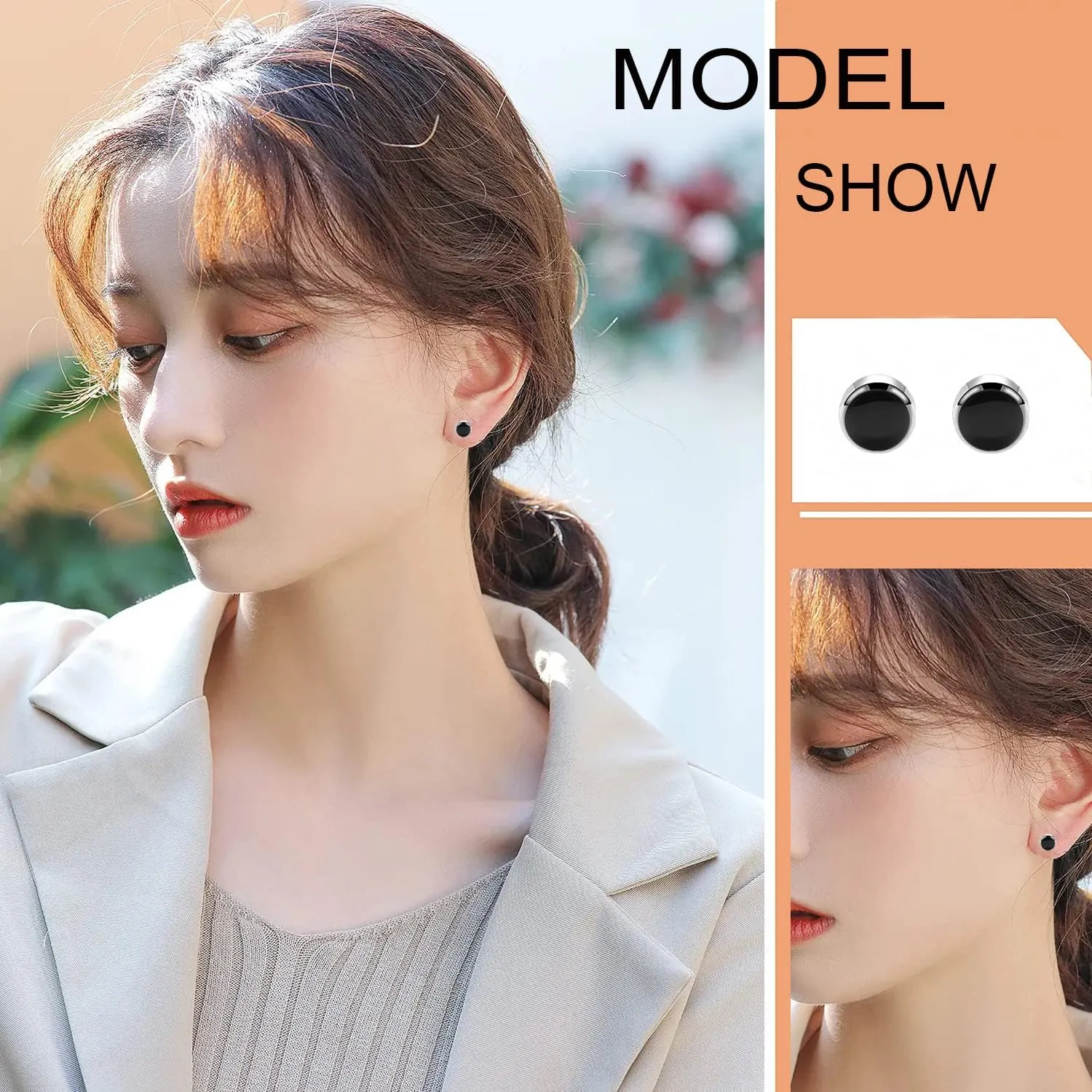 Titanium Stud Earrings for Women Earrings 4mm Natural Stone Gemstones Hypoallergenic Earrings Nickel Free Black Onyx 5mm Earrings for Women Sensitive Ears Turquoise