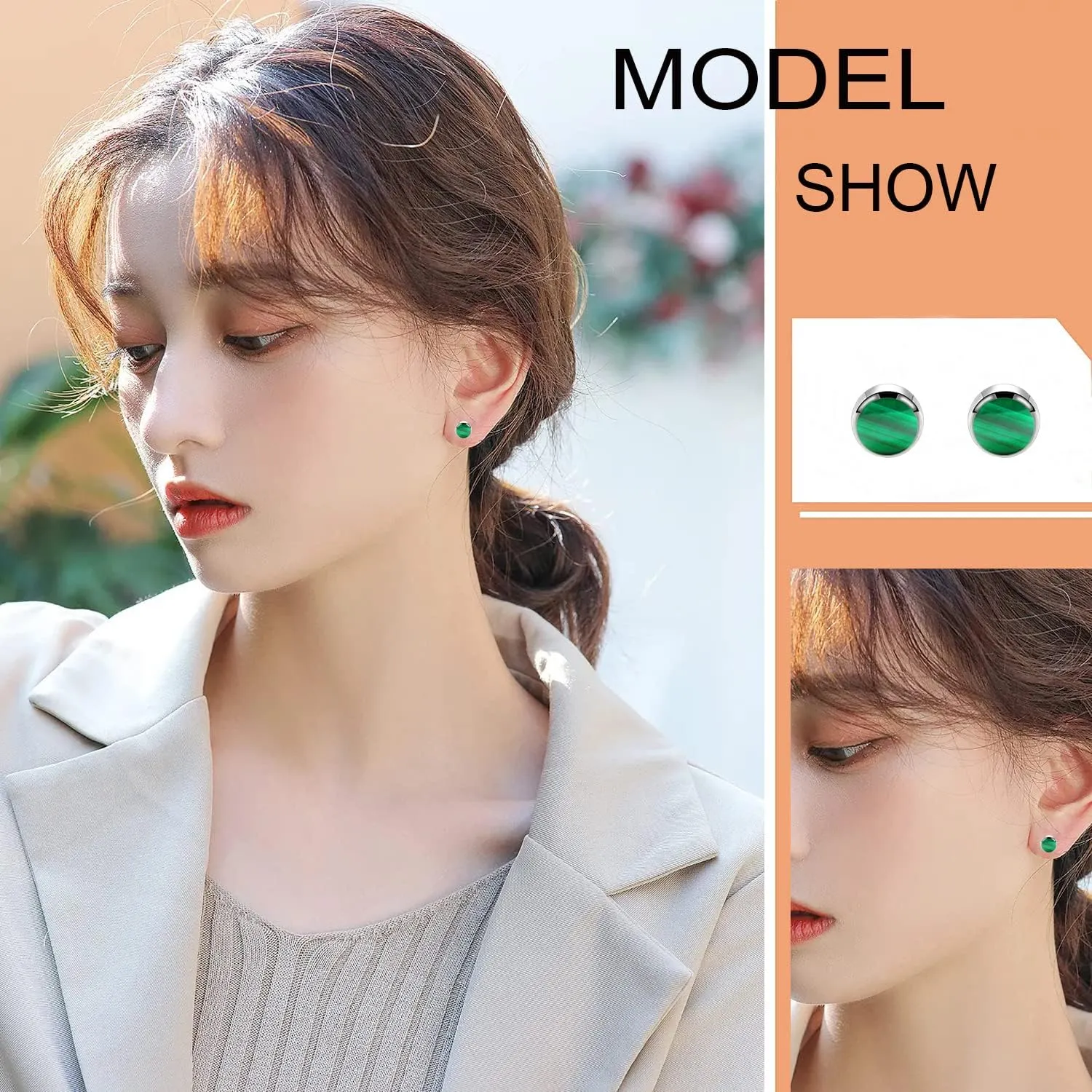 Titanium Stud Earrings for Women Earrings 4mm Natural Stone Gemstones Hypoallergenic Earrings Nickel Free Black Onyx 5mm Earrings for Women Sensitive Ears Turquoise