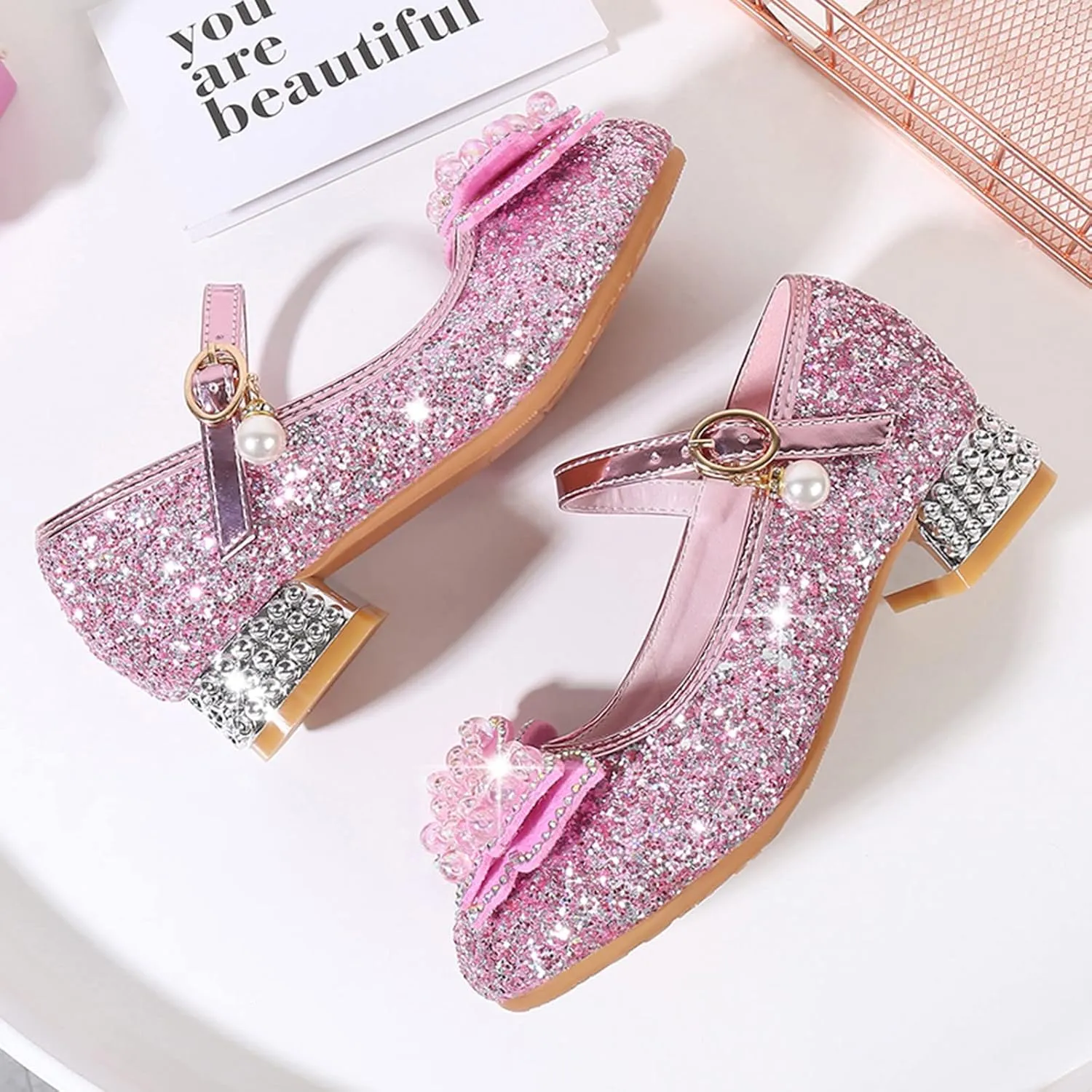 Toddler Girls Summer Sandals Toddler Little Kid Girls Dress Pumps Glitter Sequins Baby Girl Fuzzy Slippers