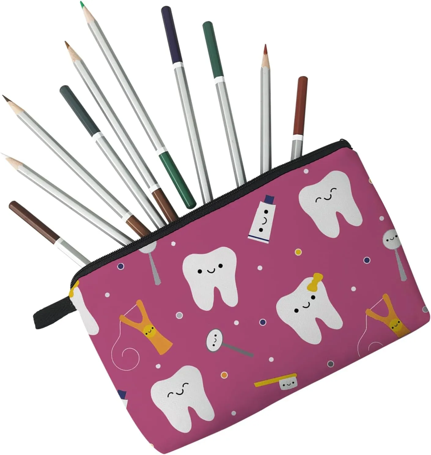 Tooth Dental Cosmetic Bag for Women Cute Makeup Bag for Purse Travel Toiletry Zipper Pouch for Girls Women Families Friends Sisters Gifts Tooth Dental Makeup Bag for Her