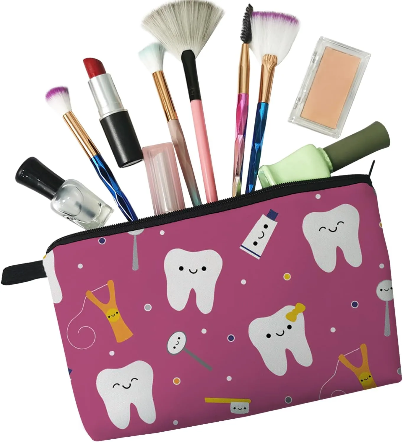 Tooth Dental Cosmetic Bag for Women Cute Makeup Bag for Purse Travel Toiletry Zipper Pouch for Girls Women Families Friends Sisters Gifts Tooth Dental Makeup Bag for Her