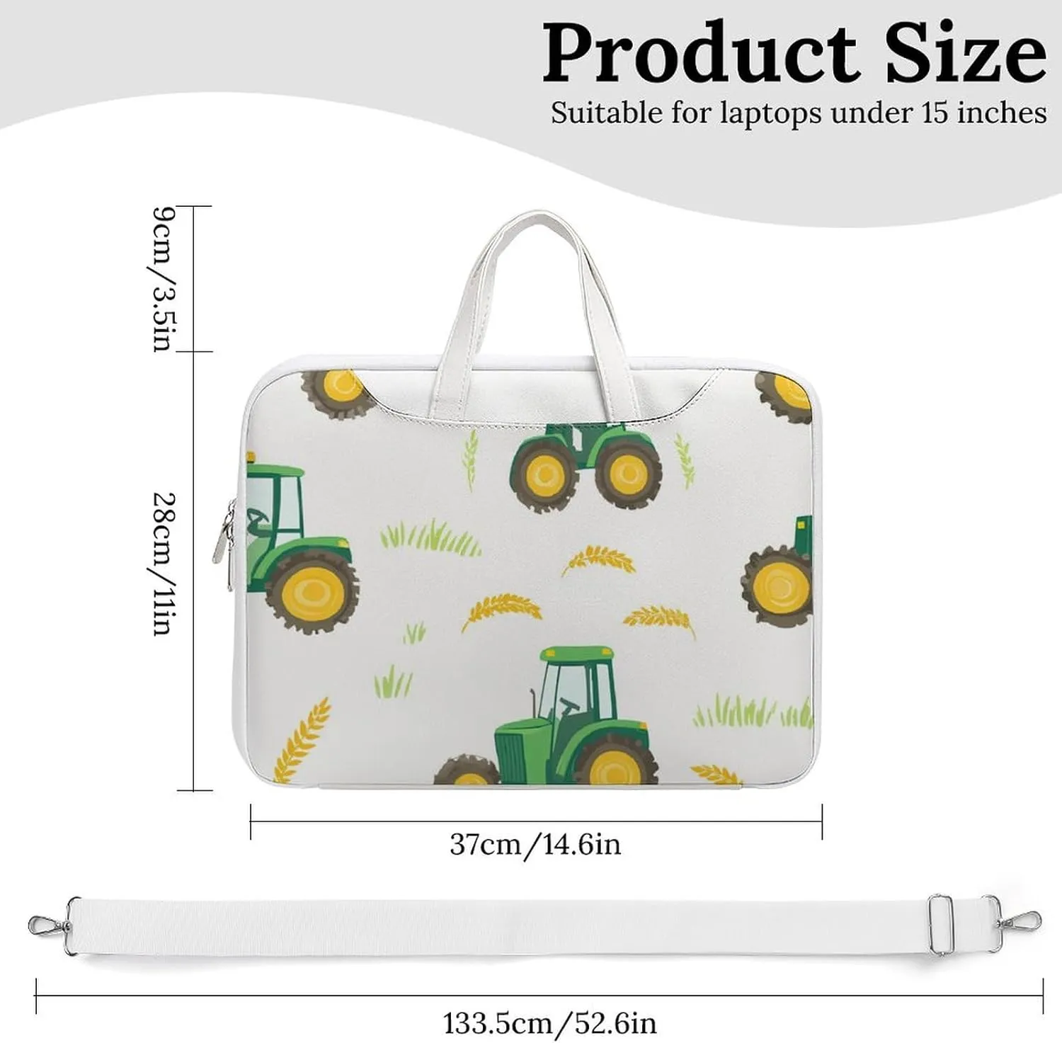 Tractors Farm Wheat Leather Bag Laptop Case Slim Water Resistant Computer Bags with Handle Briefcase for Work