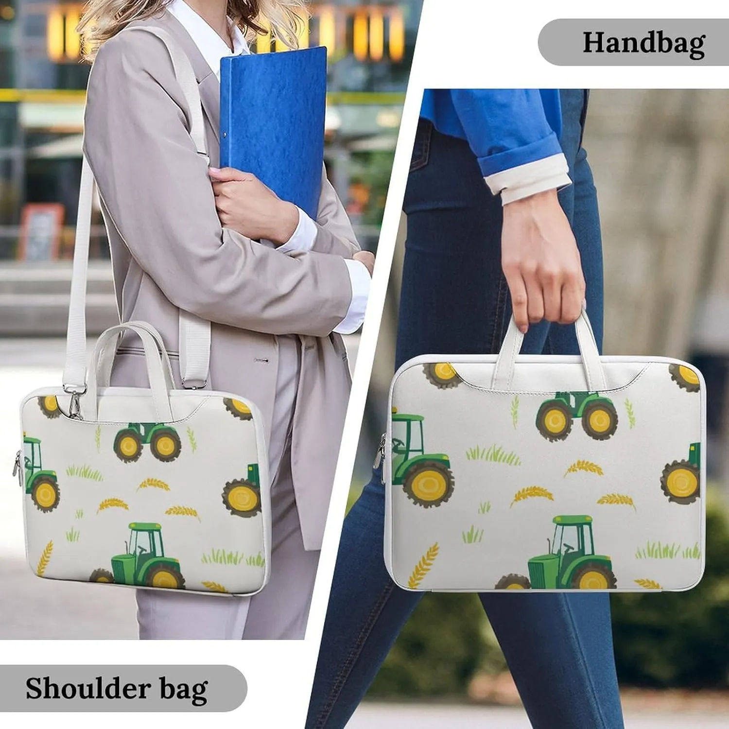 Tractors Farm Wheat Leather Bag Laptop Case Slim Water Resistant Computer Bags with Handle Briefcase for Work