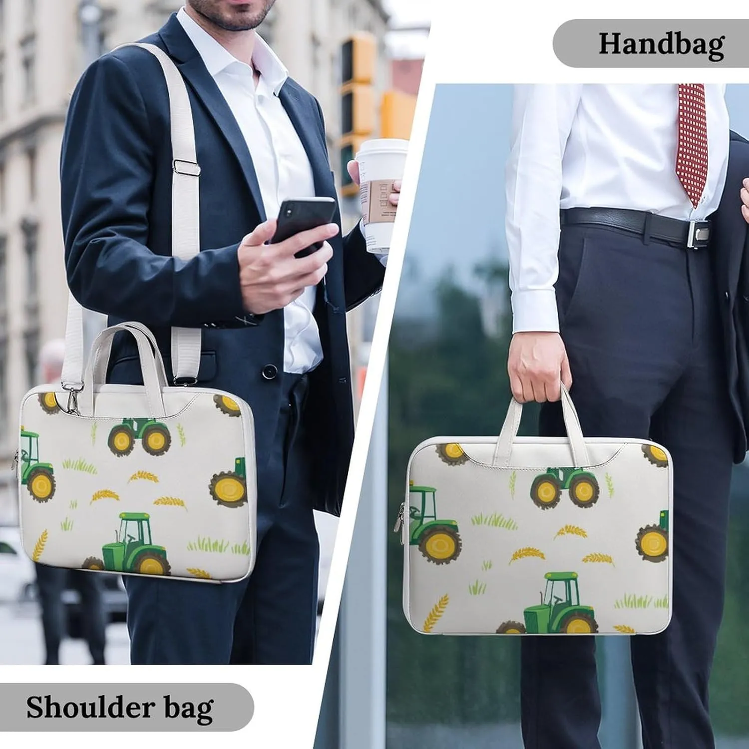 Tractors Farm Wheat Leather Bag Laptop Case Slim Water Resistant Computer Bags with Handle Briefcase for Work