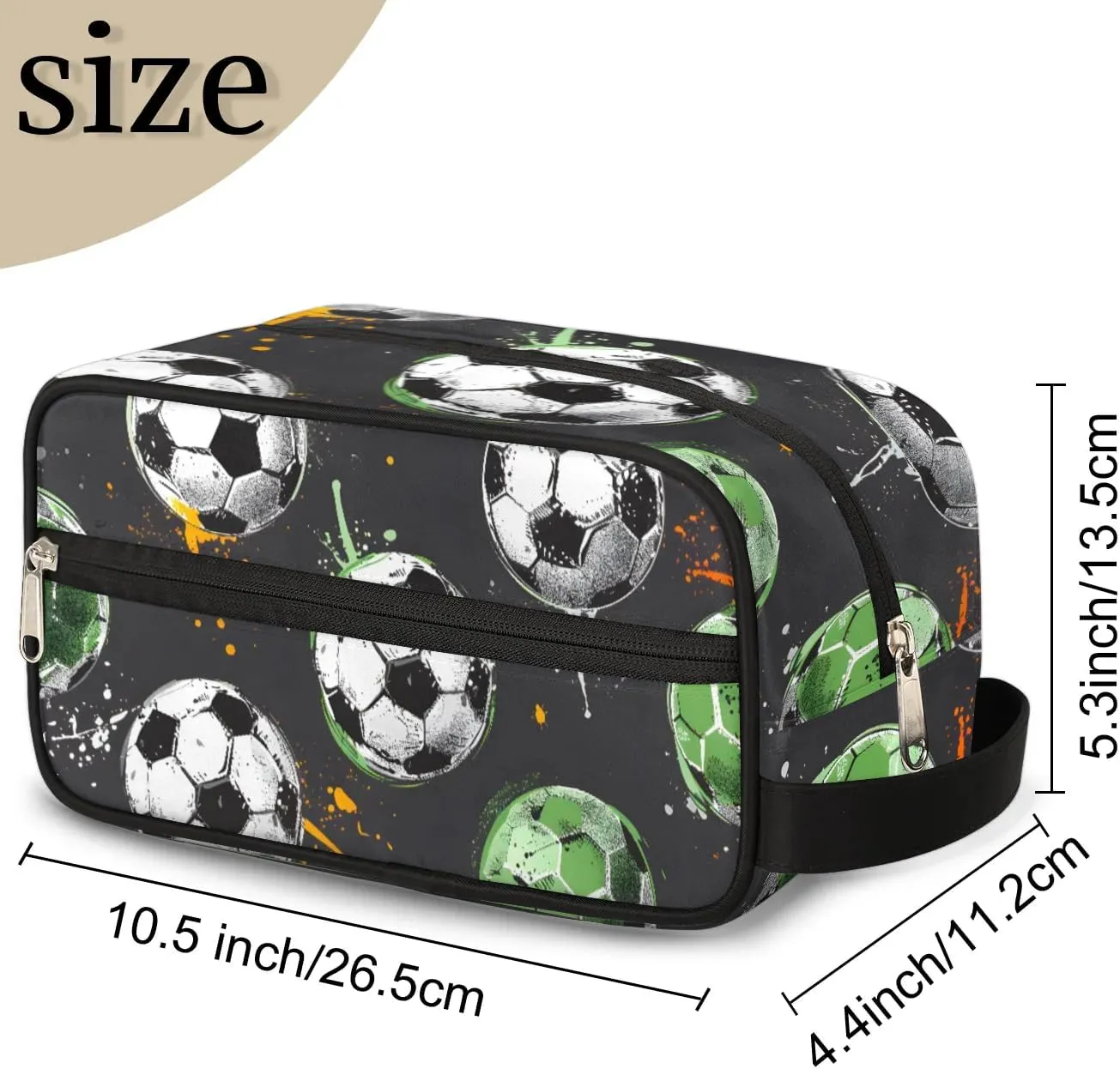 Travel Toiletry Bag for Women Men Soccer Sport Theme Hanging Cosmetic Bag Waterproof Makeup Bag for Shaving Makeup Toothbrush & Travel Essentials