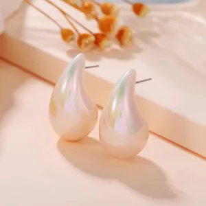 Trendy Acrylic Pearl Teardrop Chunky Earrings for Women Vintage Irregular Droplet Shaped Earring Chic Jewelry