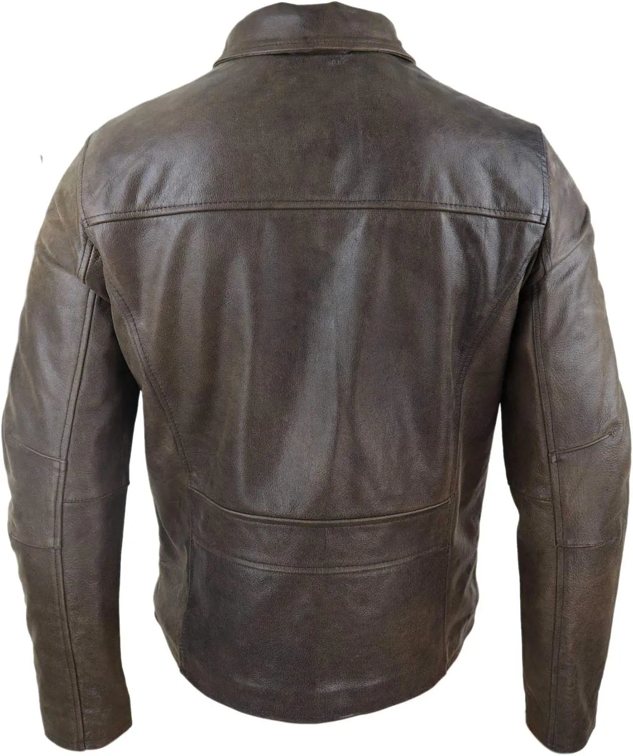 TruClothing Mens Classic Real Leather Soft Hide Zipped Collar Box Jacket Smart Casual Fit
