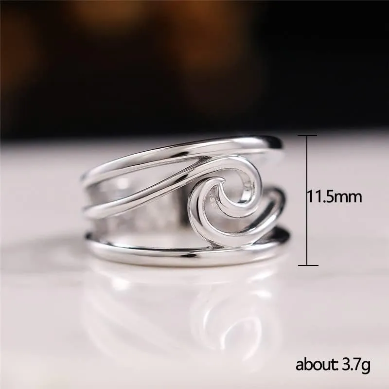 TSECIMGS Women's Platinum-Plated Minimalist Geometric Wave Ring, Fashionable Personalized Smooth Unique Statement Index Finger Ring(9)