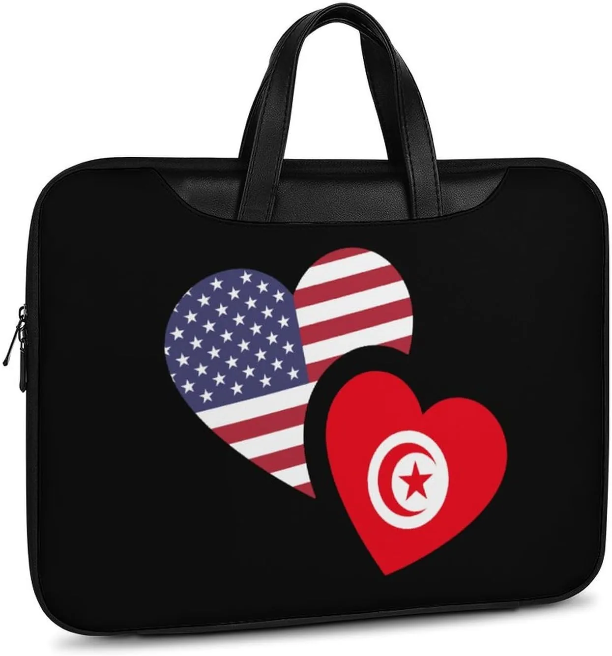 Tunisia U.S. Flag Leather Bag Laptop Case Slim Water Resistant Computer Bags with Handle Briefcase for Work