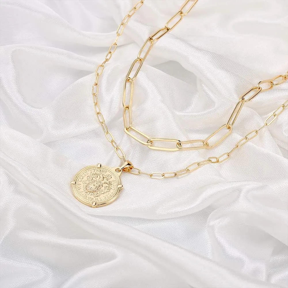 Turandoss Dainty Gold Choker Necklaces for Women - 14K Gold Plated Handmade Medallion Snake Link Chain Cross Star Moon Adjustable Simple Choker Necklaces for Women Jewelry