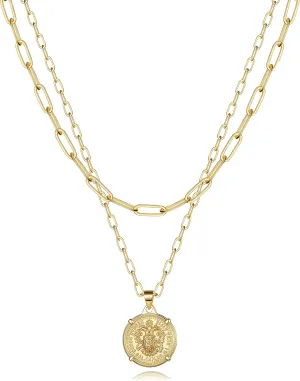 Turandoss Dainty Gold Choker Necklaces for Women - 14K Gold Plated Handmade Medallion Snake Link Chain Cross Star Moon Adjustable Simple Choker Necklaces for Women Jewelry