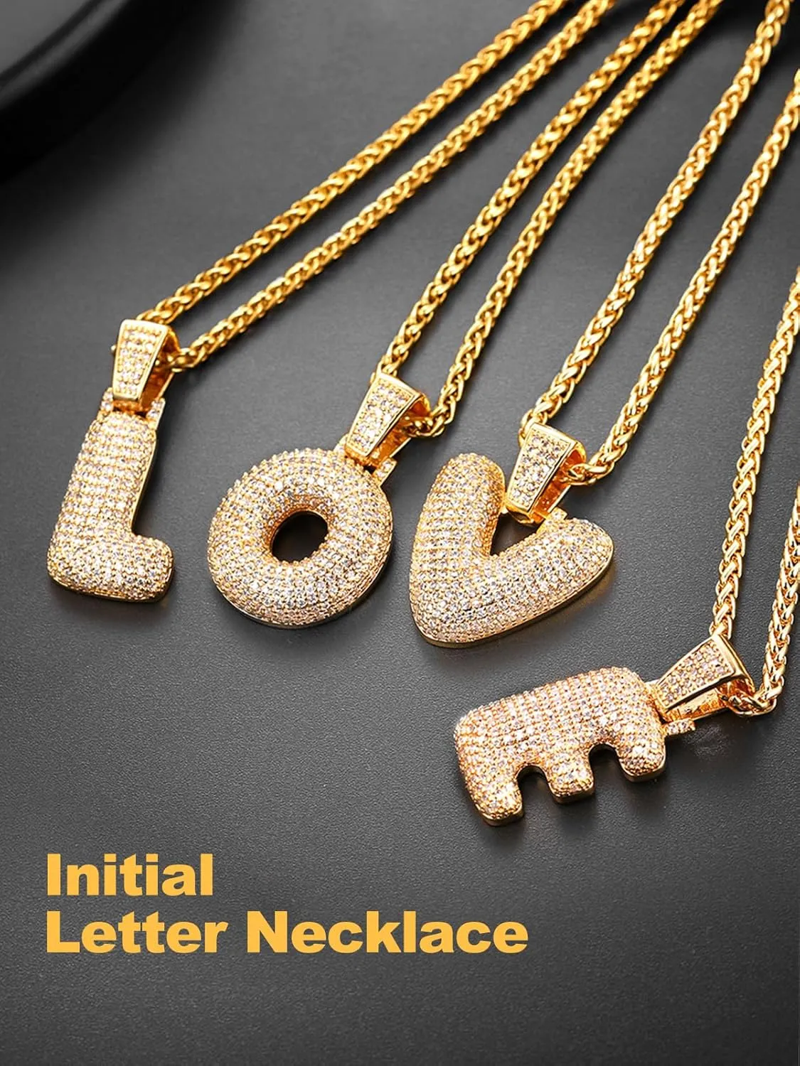 U7 Iced Out Pendant Mens Hip Hop Jewelry Platinum/18K Gold Plated Lab Diamond Bubble Letter Necklaces Custom Number Chain Intials Name Necklaces