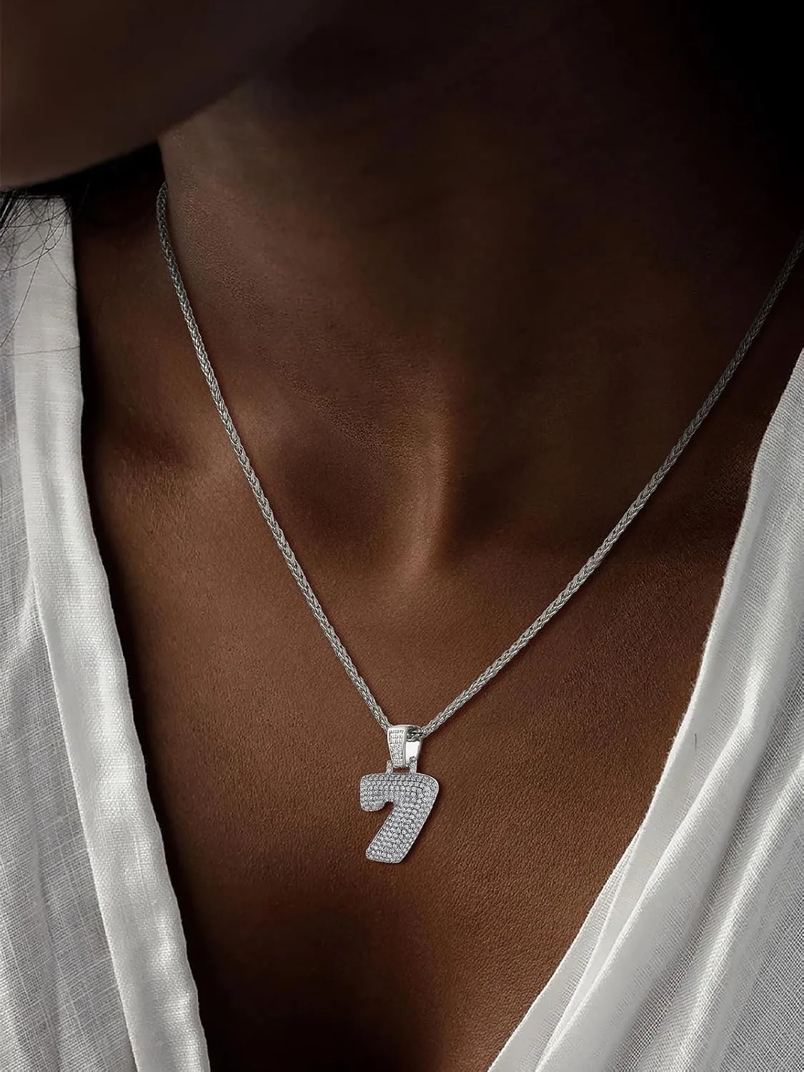 U7 Iced Out Pendant Mens Hip Hop Jewelry Platinum/18K Gold Plated Lab Diamond Bubble Letter Necklaces Custom Number Chain Intials Name Necklaces