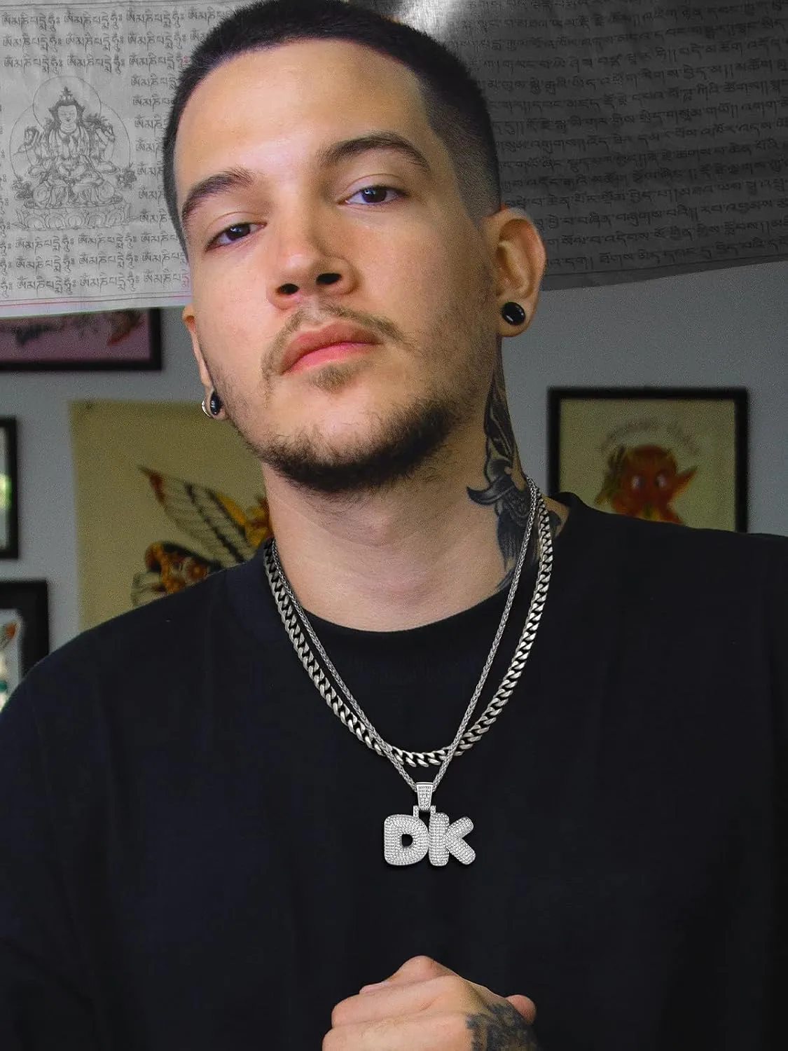 U7 Iced Out Pendant Mens Hip Hop Jewelry Platinum/18K Gold Plated Lab Diamond Bubble Letter Necklaces Custom Number Chain Intials Name Necklaces