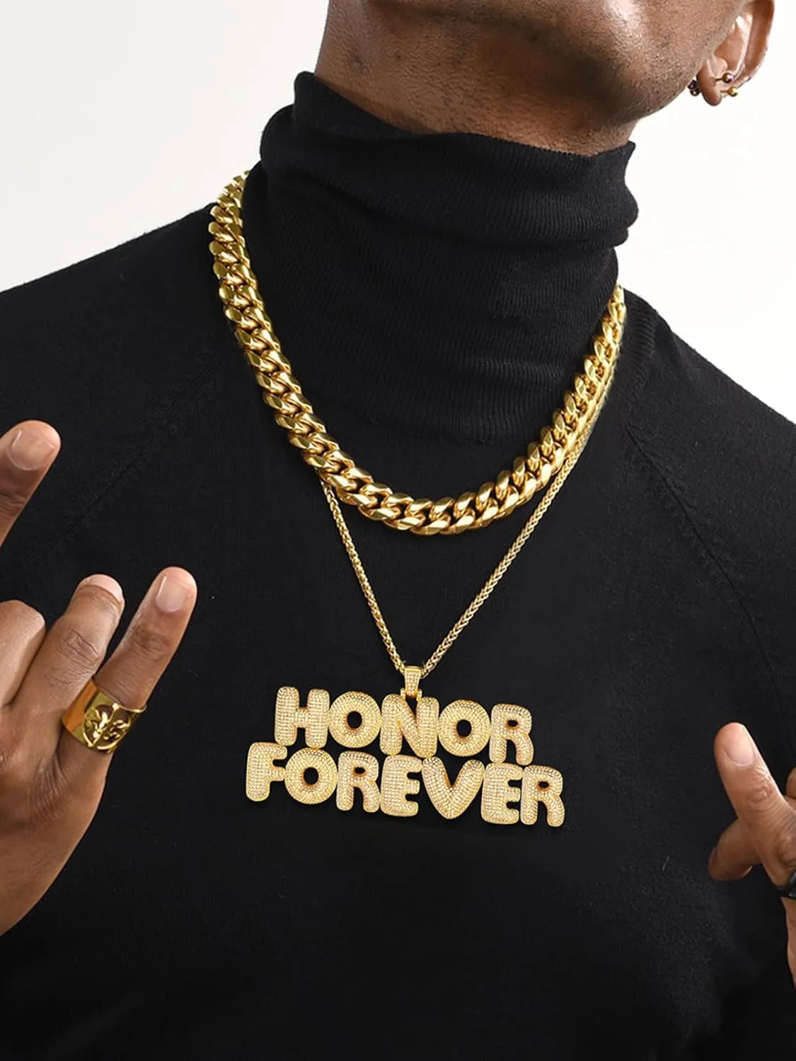 U7 Iced Out Pendant Mens Hip Hop Jewelry Platinum/18K Gold Plated Lab Diamond Bubble Letter Necklaces Custom Number Chain Intials Name Necklaces
