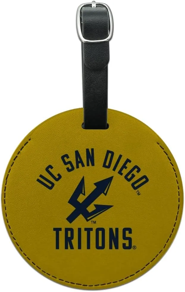 UC San Diego Tritons Round Leather Luggage Card Suitcase Carry-On ID Tag