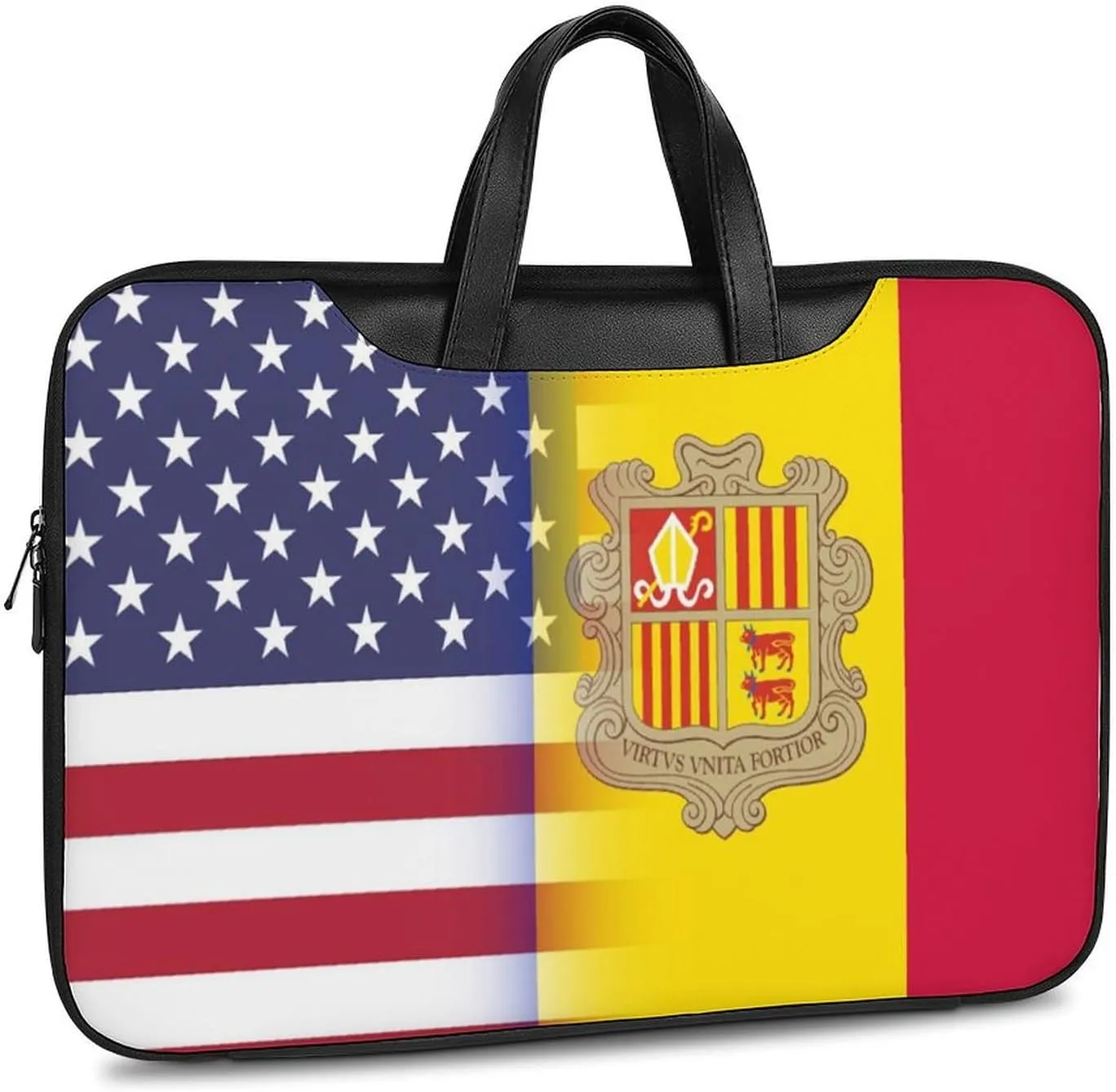 U.S.A Andorran Flag Leather Bag Laptop Case Slim Water Resistant Computer Bags with Handle Briefcase for Work