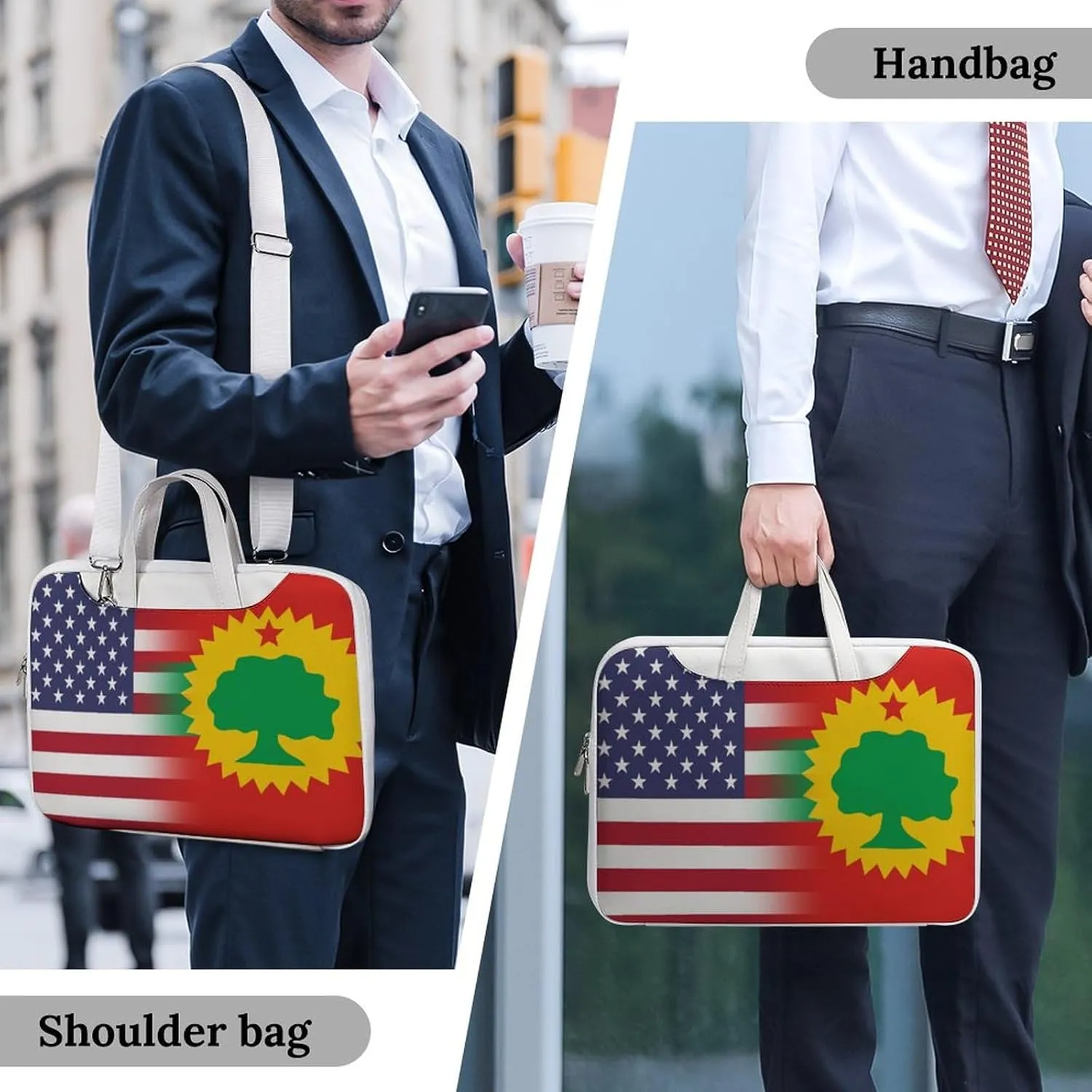U.S.A Oromo Liberation Front Flag Leather Bag Laptop Case Slim Water Resistant Computer Bags with Handle Briefcase for Work