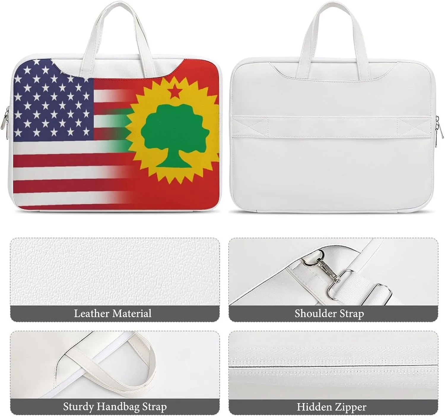 U.S.A Oromo Liberation Front Flag Leather Bag Laptop Case Slim Water Resistant Computer Bags with Handle Briefcase for Work