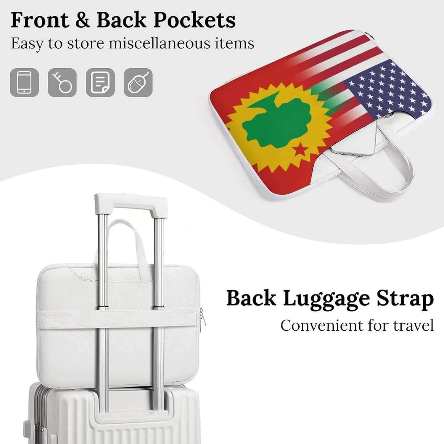 U.S.A Oromo Liberation Front Flag Leather Bag Laptop Case Slim Water Resistant Computer Bags with Handle Briefcase for Work