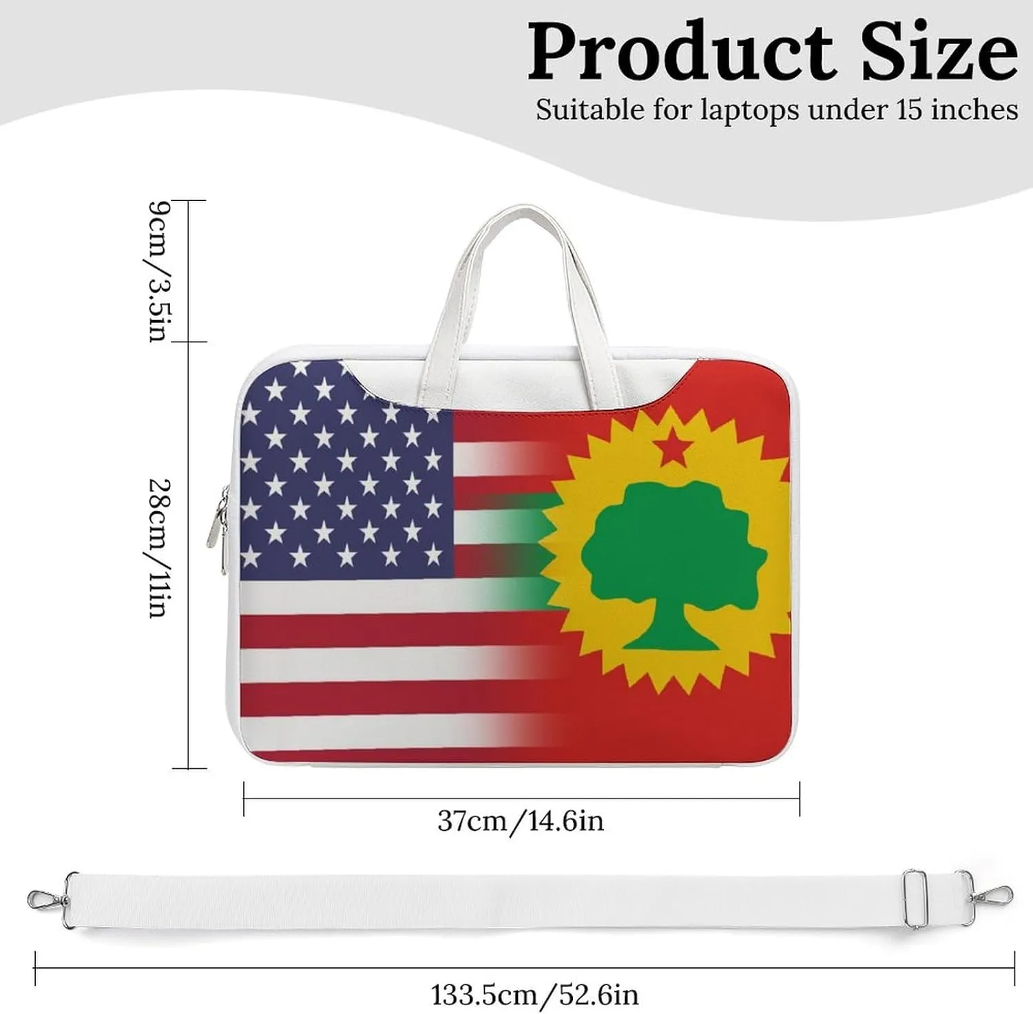 U.S.A Oromo Liberation Front Flag Leather Bag Laptop Case Slim Water Resistant Computer Bags with Handle Briefcase for Work