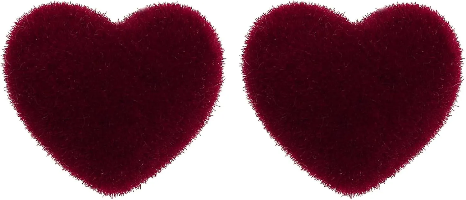 Valentine's Day Stud Earrings for Girlfriend Women Girls,Flocking Dark Red Heart Stud Earrings for Her Girlfriend Wife Mom Daughter Christmas New Year Valentine's Day Gifts