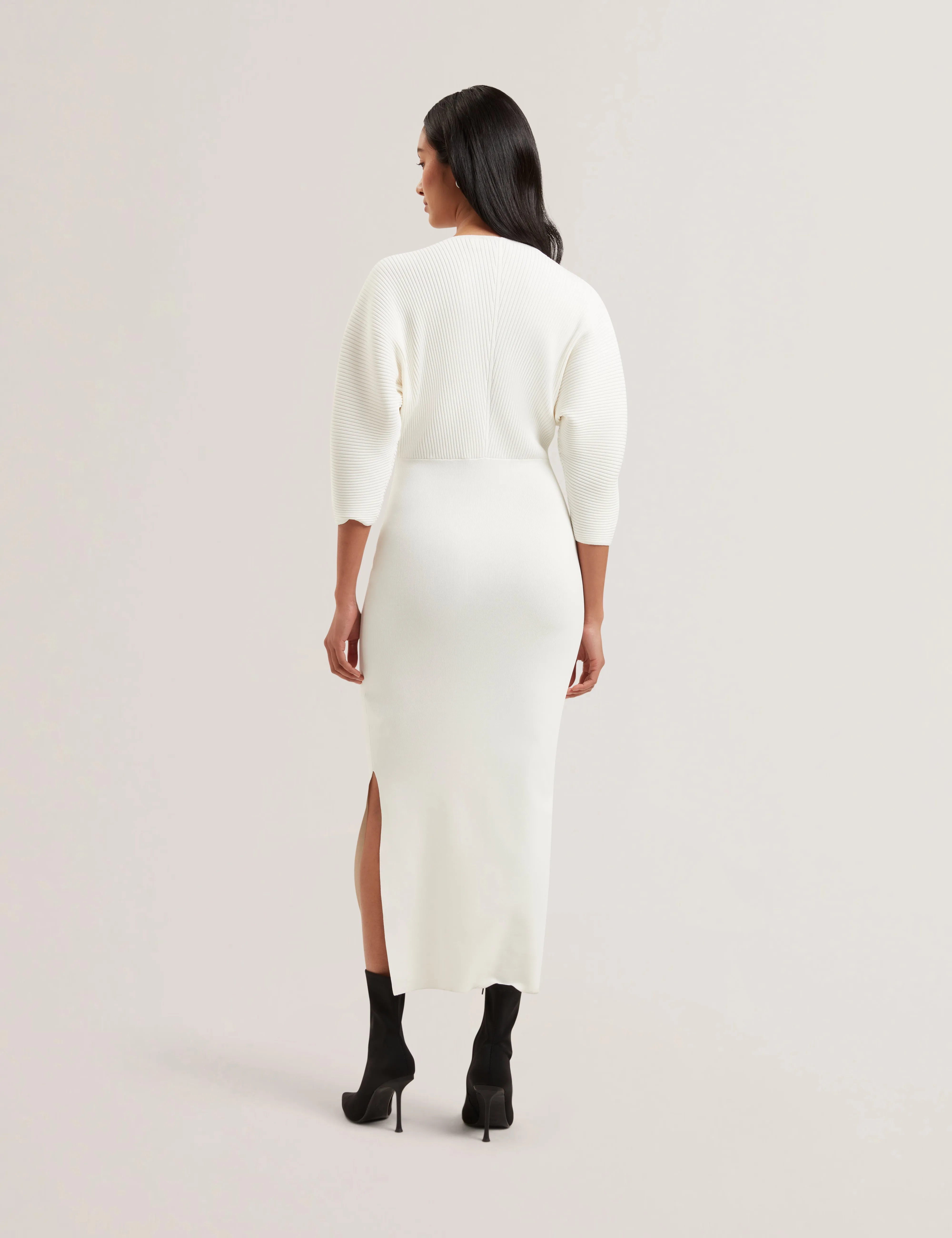 Vanitha Sculptured Rib Knitted Maxi Dress Ivory