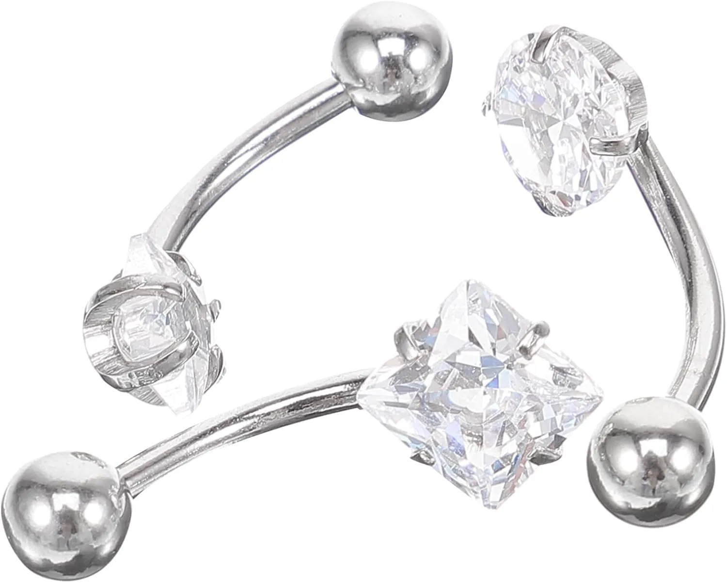 VANZACK Belly Button Ring Set 3pcs Navel Piercing Jewelry Cubic Zirconia Stylish and Comfortable for Women