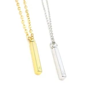Vertical Initial Bar Necklace Dainty Personalized Gift Square Stick Bar Plate with Initial Charms Necklace, Bridesmaid Wedding, Best Graduation Day Gift