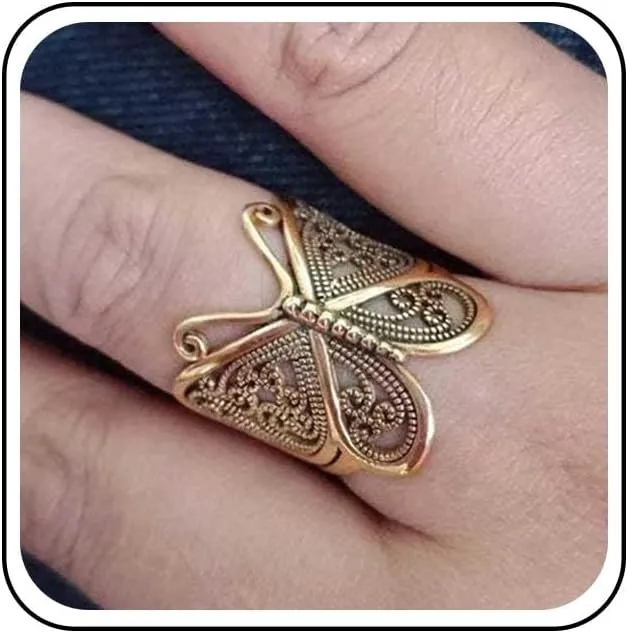 Vintage Butterfly Wrap Rings Gold Metal Butterfly Rings Adjustable Butterfly Finger Rings Adjustable Butterfly Knuckle Ring Hand Jewelry for Women