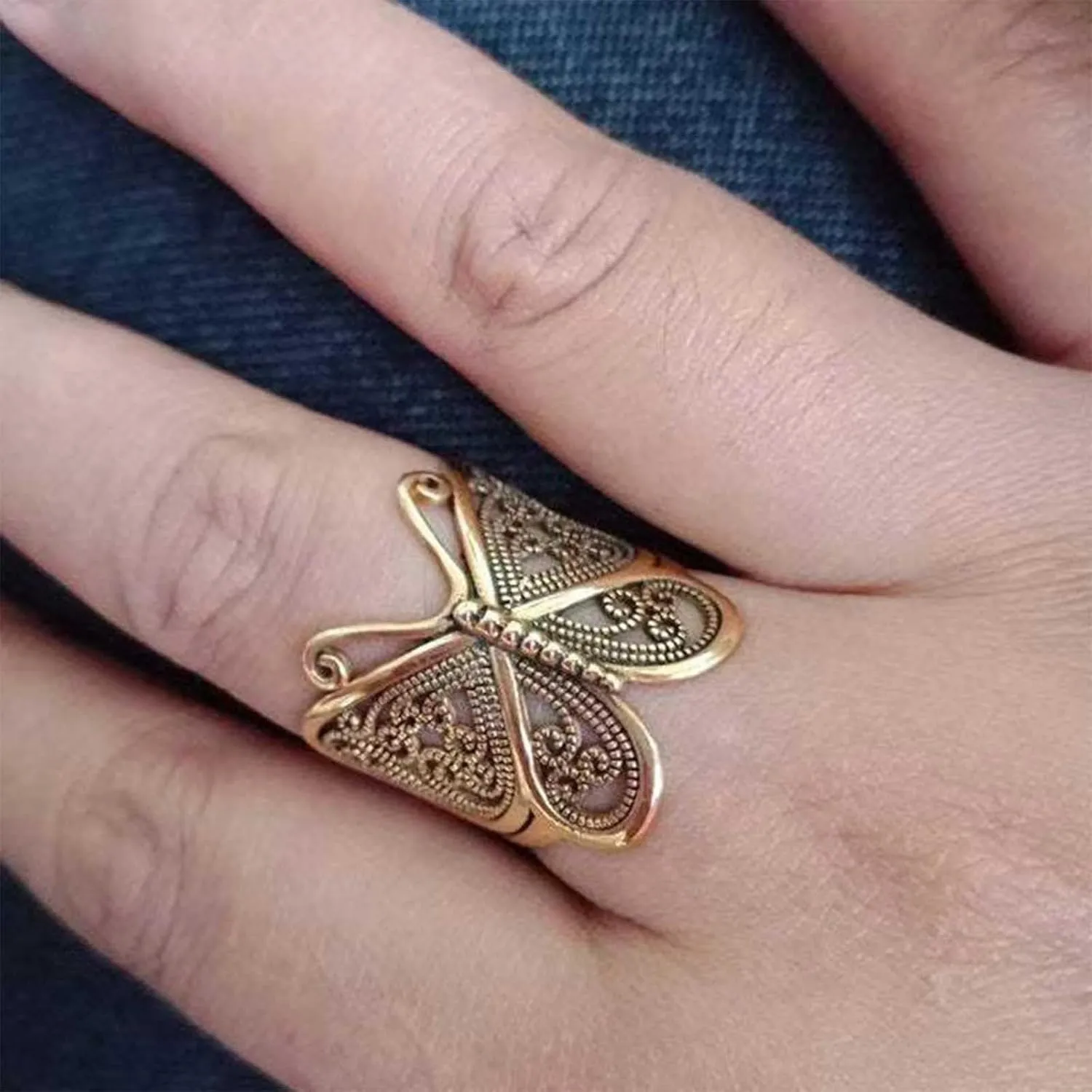 Vintage Butterfly Wrap Rings Gold Metal Butterfly Rings Adjustable Butterfly Finger Rings Adjustable Butterfly Knuckle Ring Hand Jewelry for Women