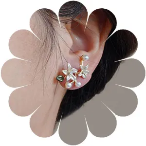 Vintage Flower Pearl Earrings Metal Flower Earrings Gold Flower Earrings Metallic Flower Stud Earrings Jewelry for Women and Teen