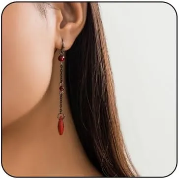 Vintage Gothic Blood Drop Tassel Earrings for Women Red Black Waterdrop Dangle Drop Earrings Punk Style Earrings Dark Teardrop Earrings Halloween Vampire Earrings Jewelry Gifts for Women